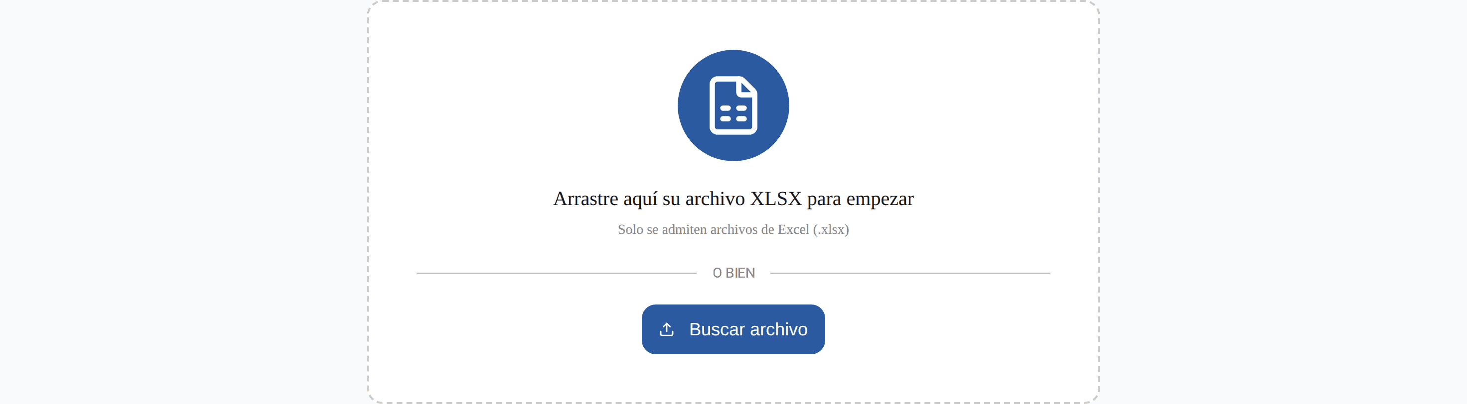 Paso uno: el archivo XLSX se abre arrastrándolo, el cálculo corre en el navegador